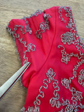1960s Pink Beaded Chiffon Grecian Cocktail Dress With Waterfall Sash