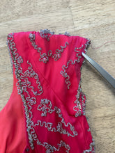 1960s Pink Beaded Chiffon Grecian Cocktail Dress With Waterfall Sash