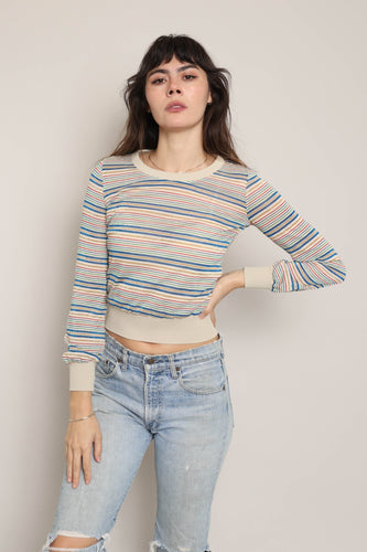 70s Rainbow Striped Knit Top