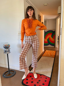 70s Brown Plaid Pants