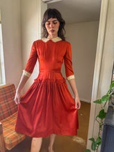 50s Burnt Orange Satin Dress