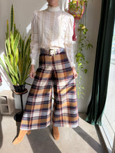 70s Plaid Knit Bell Bottoms