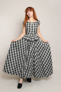 40s Plaid Taffeta Dress