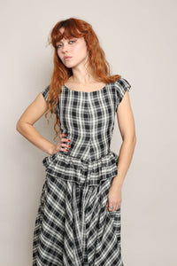 40s Plaid Taffeta Dress