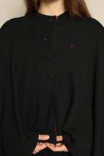 1960s Cardinali Black Wool Shawl With Red Orange Lining
