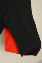 1960s Cardinali Black Wool Shawl With Red Orange Lining