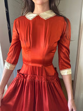 50s Burnt Orange Satin Dress