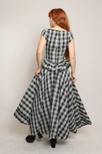 40s Plaid Taffeta Dress