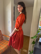 50s Burnt Orange Satin Dress