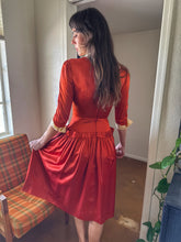 50s Burnt Orange Satin Dress