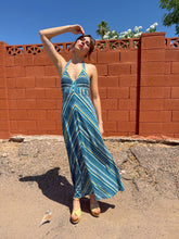 70s Chevron Striped Halter Dress