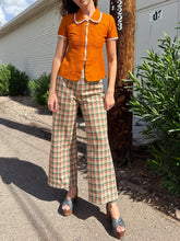 1970s Orange Mod Front Zip Shirt With Peter Pan Collar