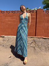 70s Chevron Striped Halter Dress