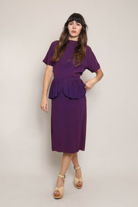 40s Purple Peplum Dress