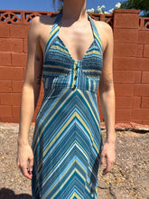 70s Chevron Striped Halter Dress