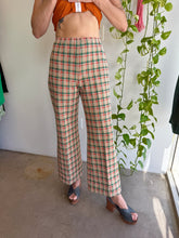 1970s Orange Plaid Polyester Bell Bottoms