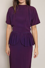 40s Purple Peplum Dress