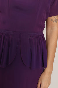 40s Purple Peplum Dress