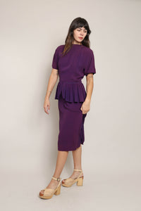 40s Purple Peplum Dress