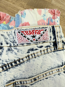 80s Acid Wash Floral Shorts