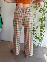 1970s Orange Plaid Polyester Bell Bottoms