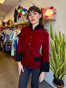 90s Velvet Fur Trim Jacket