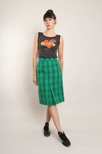 80s Green Plaid Skirt