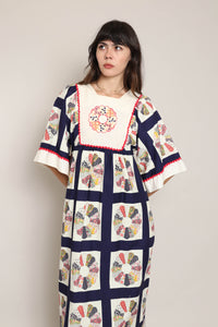 70s Patchwork Dress With Bonnet