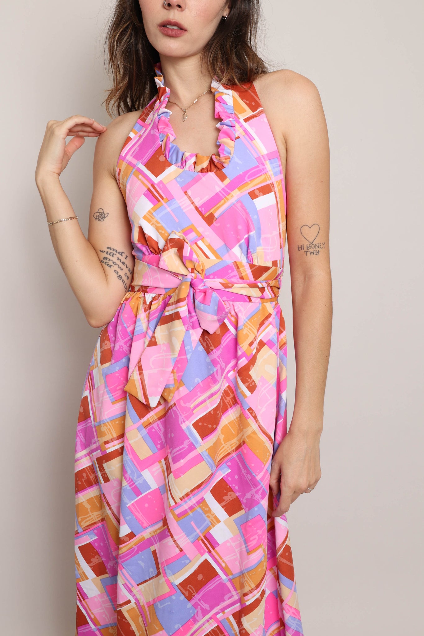 barbie pink halter dress Genuine Barbie Doll Pink Floral Halter Dress