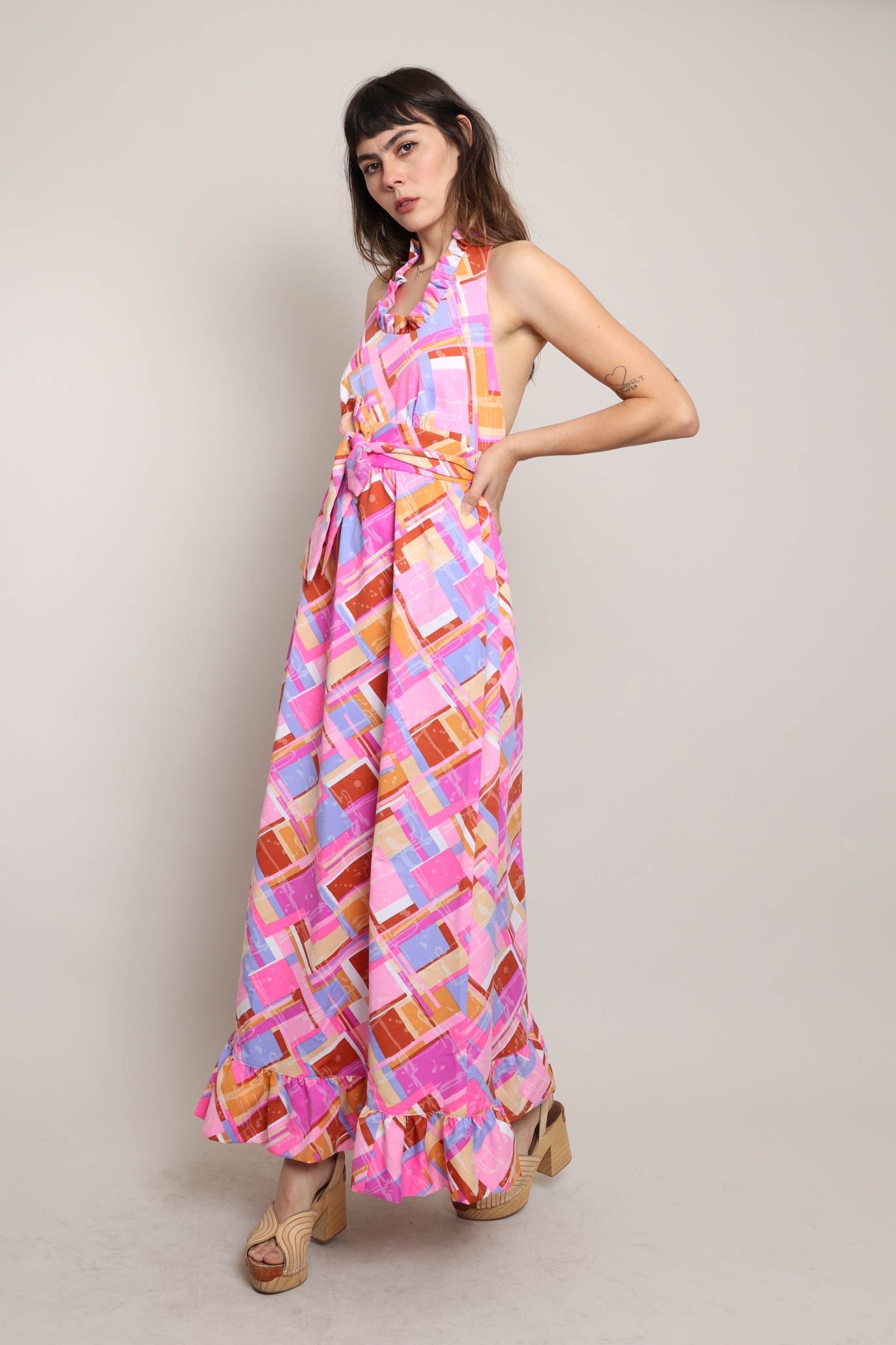 barbie halter dress 1970s Barbie Pink Cotton Halter Dress Wayward Collection
