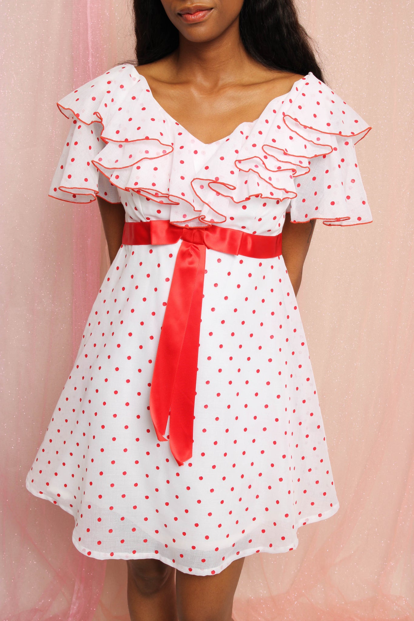 ️ 70s Polka Dot Babydoll Mini Dress