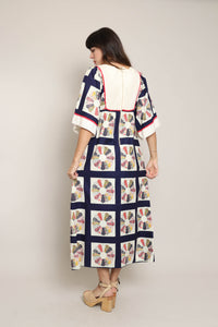 70s Patchwork Dress With Bonnet