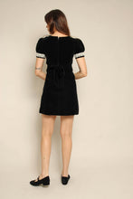1970s Black Velvet Victorian Mini Dress With Lace Bib Collar