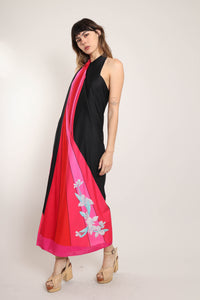 70s Pink Wave Sarong Dress