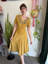 50s Suede Beaded Dress