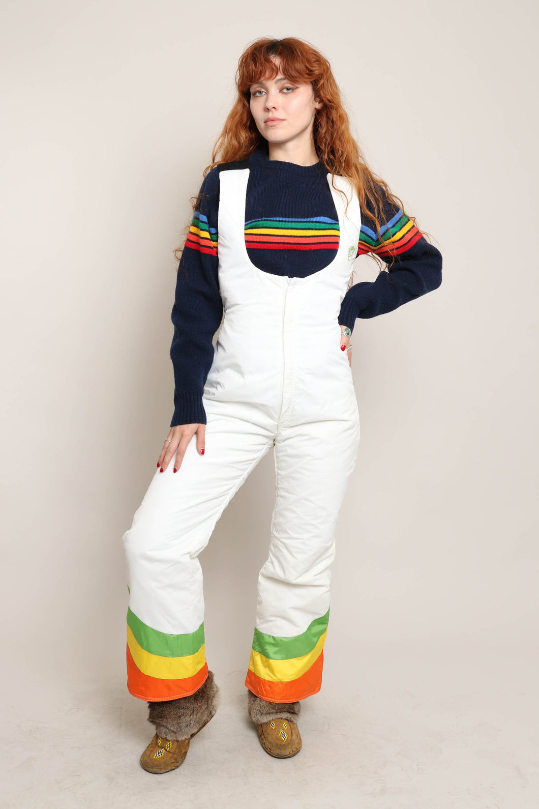 70s Mod Striped Ski Bib