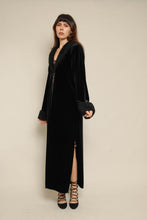 Y2K Black Velvet Long Duster Jacket With Faux Fur Trim
