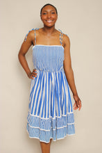 80s Blue Striped Sun Dress