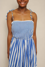 80s Blue Striped Sun Dress