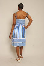 80s Blue Striped Sun Dress