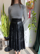 80s Black Sequined Midi Skirt