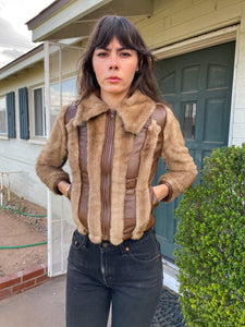 70s Striped Fur Cropped Jacket