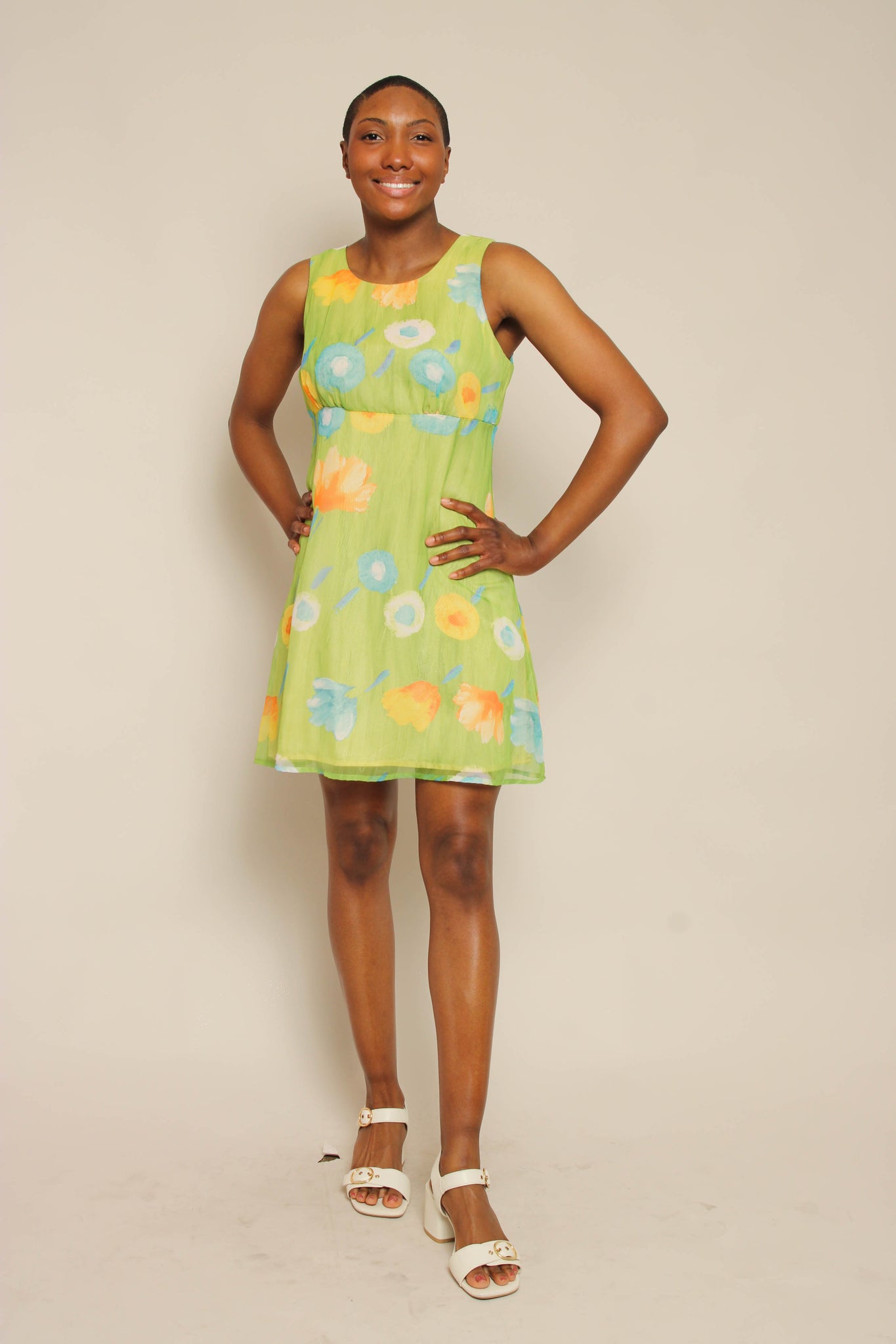 Y2K Floral Chiffon Mini Dress