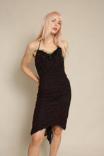 1980s Contempo Casuals Lace Cocktail Dress With Feather Trim