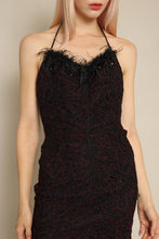 1980s Contempo Casuals Lace Cocktail Dress With Feather Trim