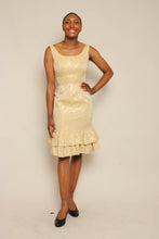 60s Gold Brocade Bombshell Dress