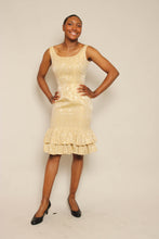 60s Gold Brocade Bombshell Dress