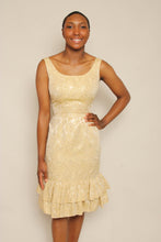 60s Gold Brocade Bombshell Dress