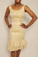 60s Gold Brocade Bombshell Dress