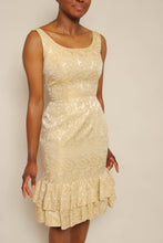 60s Gold Brocade Bombshell Dress